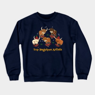 Top Highland Cattle Bagpipes Artists - Pipe Band Crewneck Sweatshirt